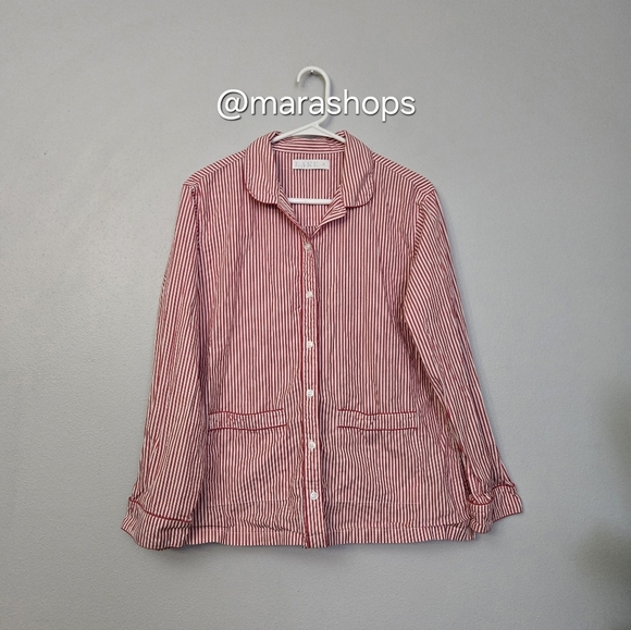 LAKE Pajamas Poplin Piped Shirt in Scarlet Red - Picture 2 of 6